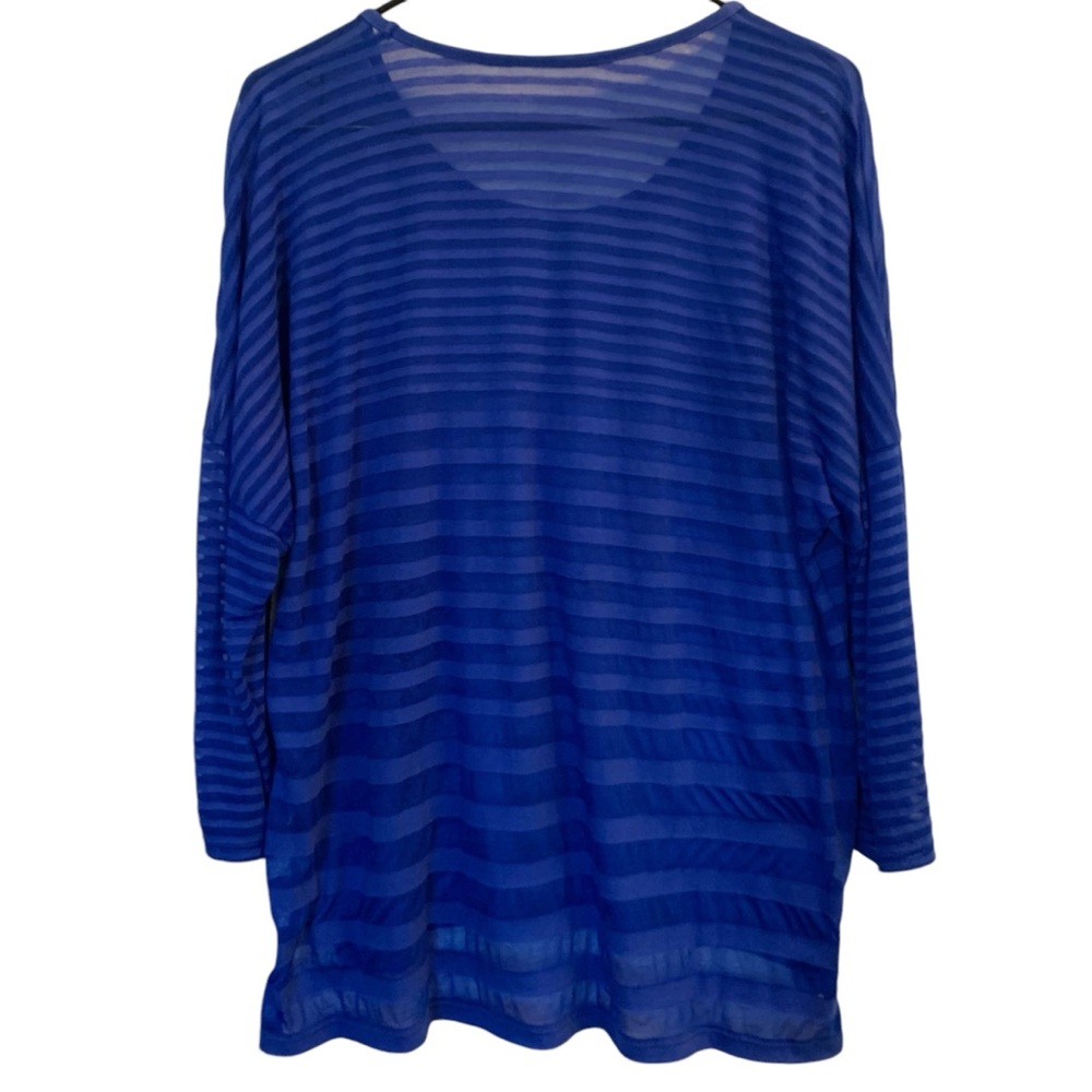 Royal Blue 3/4 Sleeve Sheer Top Size XL - Picture 2 of 12